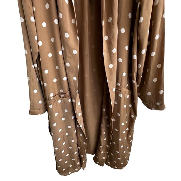NWT ANTHROPOLOGIE x BB DAKOTA Deedra Kimono Sz XL Brown White Polka Dot Duster - Picture 8 of 13